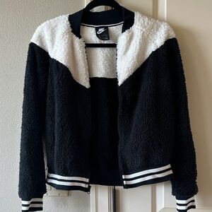 Nike Women's Black and White Teddy Jacket